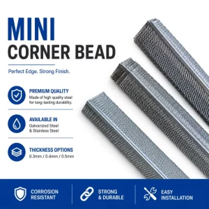 0.3 0.4 0.5 mm Thickness Durable Galvanized or Stainless Steel Modern Corner Bead for Apartment Wall Stucco Project