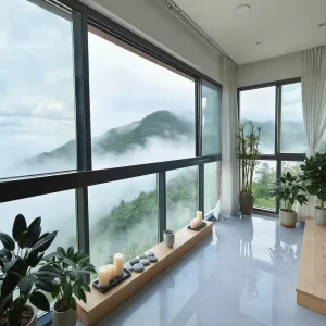 128 Series Modern Aluminum Alloy Horizontal Sliding Window Double Tempered Glass Stainless Steel Screen Bathroom Hotel