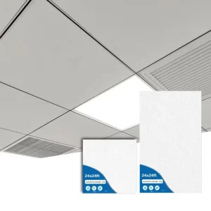 15mm Thickness Rock Wool Acoustical Tiles Rock Wool Acoustic Ceiling Tile Stone Tiles Sound Absorbing Panels NRC 0.9 Light
