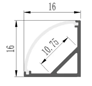 16*16mm Corner Led Profile LS 053 LED Channel Light Diffuser Profile Extrusion for LED Strip