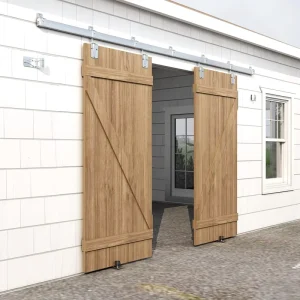 16FT Heavy Duty Galvanized Steel Exterior Sliding Barn Door Hardware Track System Wall Mount Door Hardware Kits Without Door