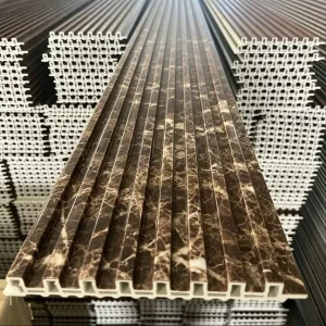 170*17MM Marble Style WPC Fluted Panel Low Maintenance for House Decoration Commercial Space
