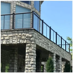 18 ft x 2in x 42 in Corrosion Resistance Balusters Security Fence Metal SS304 Matte Black Guard Horizontal Rail for Patios Lofts