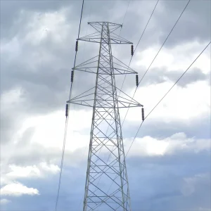 200kV 4 Legs High Strength 40m Transmission Line Tower Hot Dip Galvanized Lattice Angle Steel Self Supporting Structure