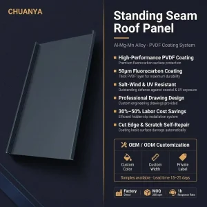 24Ga Galvanized Aluminum Standing Seam Roof Panels 360° Lock Leak Proof System For Temple Construction