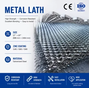 27”*97” Galvanized Diamond Metal Lath G40 G60 Zinc Coated Plaster Stucco Lath Construction Material