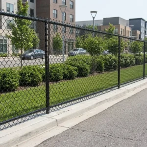 2m High Galvanized Chain Link Fence PVC Coated Wire Mesh Fence Basketball Court Cyclone Mesh Fence Prices