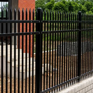 3 Rail Spear Top Galvanized Steel Picket Fence Panels Security Barrier
