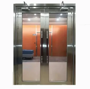 304 Stainless Steel Metal and Glass Fire rated Doors Laboratory Airtight Metal Entrance Doors Hotel Entrance Doors