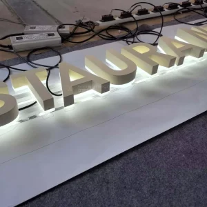 30mm Thick Painted 316 Stainless Steel Backlit Lettering Custom Outdoor Signage for Branding