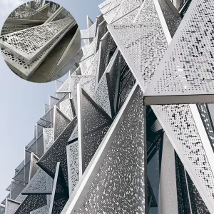 Modern 3D Wall Cladding System, Single-Panel Perforated Metal Facade Villa Aluminum Panel Fabrication