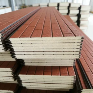 Zinc-Aluminum Sheet Polyurethane Wall Panel, Textured Exterior Polyurethane Metal Sandwich Panel, 3D Building Exterior Wall Panel