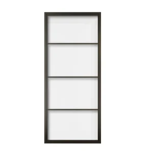 4 Lites Black Steel Frame Glass Barn Door Leaf