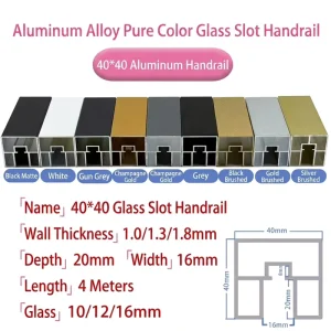 40 Slot Glass Balustrade Handrail Kit Corrosion Resistant Aluminum Alloy for Commercial Residential Guardrail