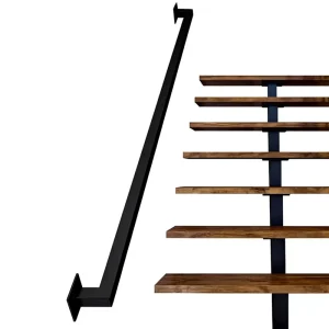 400 cm Black Iron Stair Pipe Handrail Wall Mount Brackets Wall Grab Bars Stair Attic Hallway Villa Loft