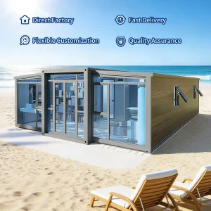 40Ft 20Ft Luxury Mobile Villa 2 3 4 5 Bedroom Prefabricated Expandable Container House Windproof Modular House with Terrace
