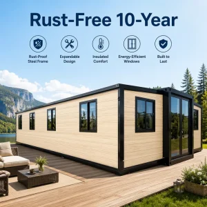 40ft Expandable Container House 4 Bedroom Luxury Prefabricated Modular Family Villa Double Bathroom Garden Home Holiday House
