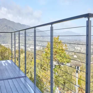 42″ Balustrades and Handrail Balcony Deck Posts Side Mounted Flat Cable Railing Out Door Railing