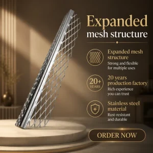 50mm Wing Width Stainless Steel Expanded Corner Bead, 20 Year Factory Supply