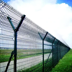 6-Foot 3D V-Bend Wire Mesh Garden Fence Panel with Post for Residential Use