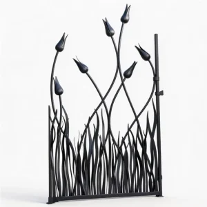 6-Foot Hand-Forged Wrought Iron Curved Gate, Rust-Proof French Vintage Style