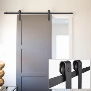 6.6FT (2M) Steel Sliding Barn Door Hardware Kit Contemporary Design Screw Installation 120KG Capacity 36-Inch