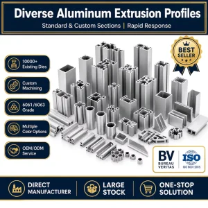 6000 Series General Aluminum Extrusion Profiles Strict Tolerance 6063 6061 Alloy ISO Certified