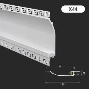 6063 T5 Aluminum LED Linear Profile Extrusion for Plaster in Wall Mounted Lighting Silver Finish