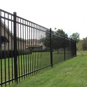 6ft x 8ft Black Powder-Coated Zinc Steel Picket Fence Panel Outdoor Garden Security Fence