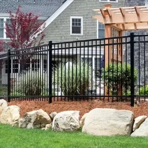 6ftx8ft Modern Black Aluminium Metal Galvanized Steel Picket Fence Panel for Home Garden