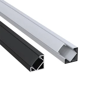 90 Degree Corner Silver Anodized LED Aluminum Channel LED Profile with End Caps and Milky Diffuser for LED Strip Light