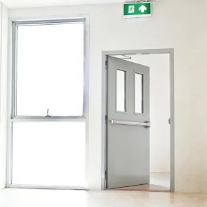 90 minute fireproof metal door galvanized safety steel commercial entrance door for customized hospital project