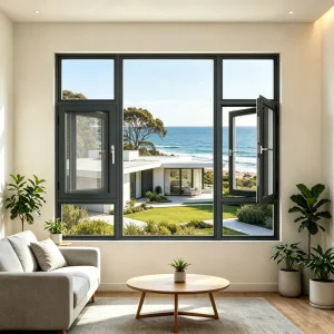 AS2047 Australia Modern Noise Reducing Weatherproof Aluminum Alloy Swing Awning Windows Double Pane Tempered Hotel Bathroom
