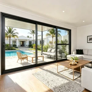 AS2047 Australia Standard Double Glazed Tempered Glass Commercial Windows For Living Room Aluminum Sliding Doors