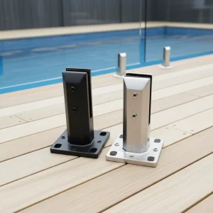 Adjustable 10-12.7mm Stainless Steel Pool Fence Glass Clamp 2205 Square Shape Black Glass Spigot for Balustrade and Staircase