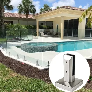 Adjustable Heavy Duty Square Spigot Glass Hardware for Frameless Residential Pool Enclosures