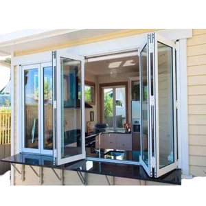 Aluminum Alloy Double fold Window with Wind and Rain Protection Horizontal Folding Design for Villa Kitchen