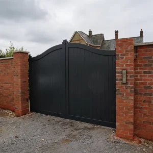 Aluminum Alloy Driveway Gate Custom Size 3D Design Modern Style Powder-Coated Black Smart Lock Available