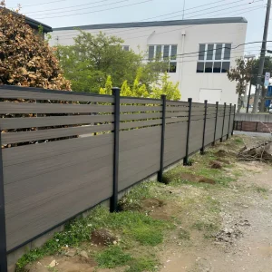 Aluminum Alloy Frame WPC Yard Fence Panels, 6ft, UV Resistant, Hollow Design, Powder Coated, European Style