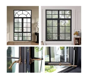 Aluminum Alloy Horizontal French Grid Glass Window Stainless Steel Soundproof Modern Design CE Certified Apartment Hotel Bedroom