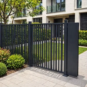 Aluminum Alloy Privacy Fence Panel UV Resistant Recycled Waterproof Black Horizontal Slat Ventilation for Outdoor Villa Garden Yard