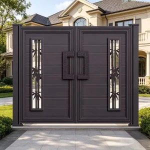 Aluminum Alloy Sliding/swing Gate Automatic Opening Durable Anti-corrosion Commercial Industrial Mall Outdoor Use