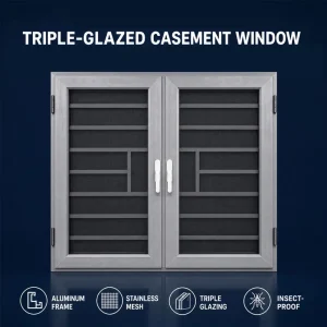 Aluminum Alloy Windows for Indoor Use Minimalist Design Tempered Glass Hurricane resistant Impact Windproof Swing Open Style