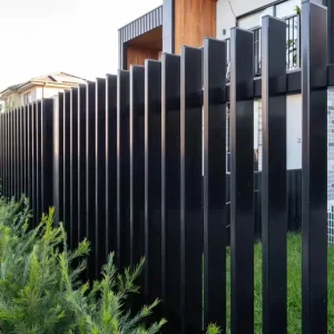 Aluminum Blade Privacy Garden Fence Panel, Galvanized Steel, Outdoor Ornamental Fence