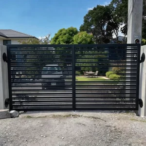Aluminum Gate Panels for Fence Privacy Horizontal Slat Design 6 ft Height 8 ft Width Powder-Coated Black Custom