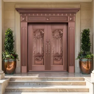 Aluminum Security Entry Door Minimalist Design Water Resistant for Exterior Use Villa