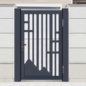 Aluminum Swing Gate with Metal Fence for Backyard Garden, Single Pedestrian Gate