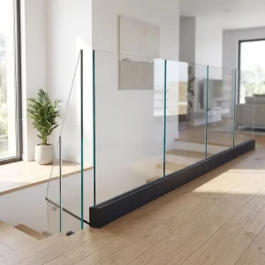 Aluminum U Channel Glass Railing Profile Floor Mount Type Modern Indoor Outdoor Stair Deck Balusters Toughened Glass Balustrade