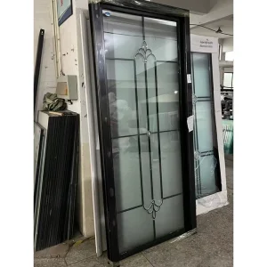 Aluminum Vintage Ornamental Metal Art Glass Moistureproof Laundry Washroom Dual Use Bathroom Door
