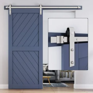 American Style Modern Barn Door Hardware Kit Steel Black Powder Coating 120KG Capacity Easy Installation for Wood Doors Screw